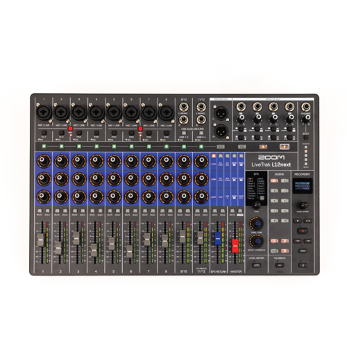 Zoom LiveTrak L-12 Next Digital Mixer front white background studio shot