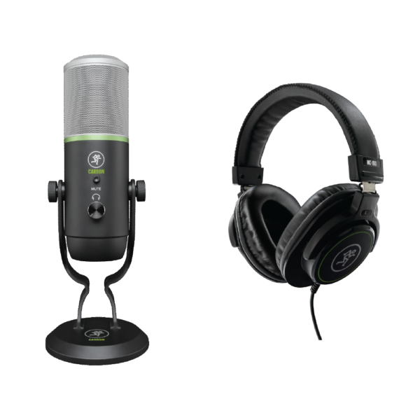Mackie CARBON USB Condenser Microphone with MC100 Headphones – Podcasting & Livestreaming Bundle (Compact Setup)