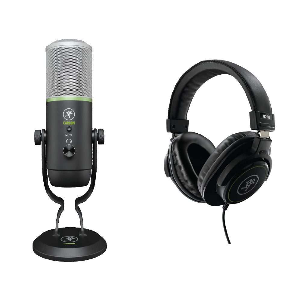 Mackie CARBON USB Condenser Microphone with MC100 Headphones – Podcasting & Livestreaming Bundle (Compact Setup)