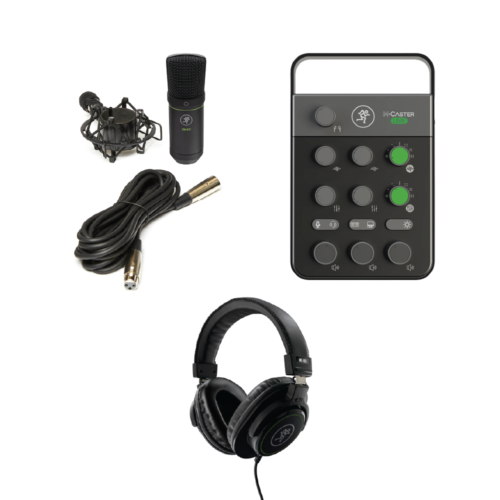 Mackie M-CASTER Live – Podcasting & Livestreaming Bundle with EM-91C Microphone and MC100 Headphones