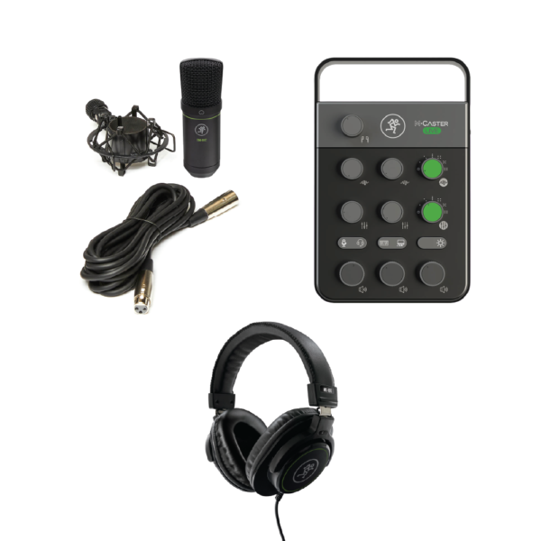 Mackie M-CASTER Live – Podcasting & Livestreaming Bundle with EM-91C Microphone and MC100 Headphones