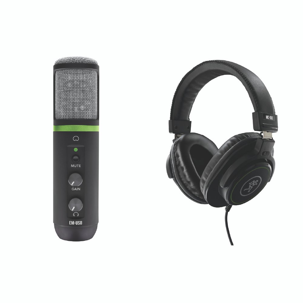 Mackie EM-USB Gaming Streaming Bundle with MC-100 Headphones